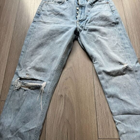 Agolde Jeans Adult 26 Blue Denim Riley High Rise Straight Crop Faded Distressed - Picture 7 of 14